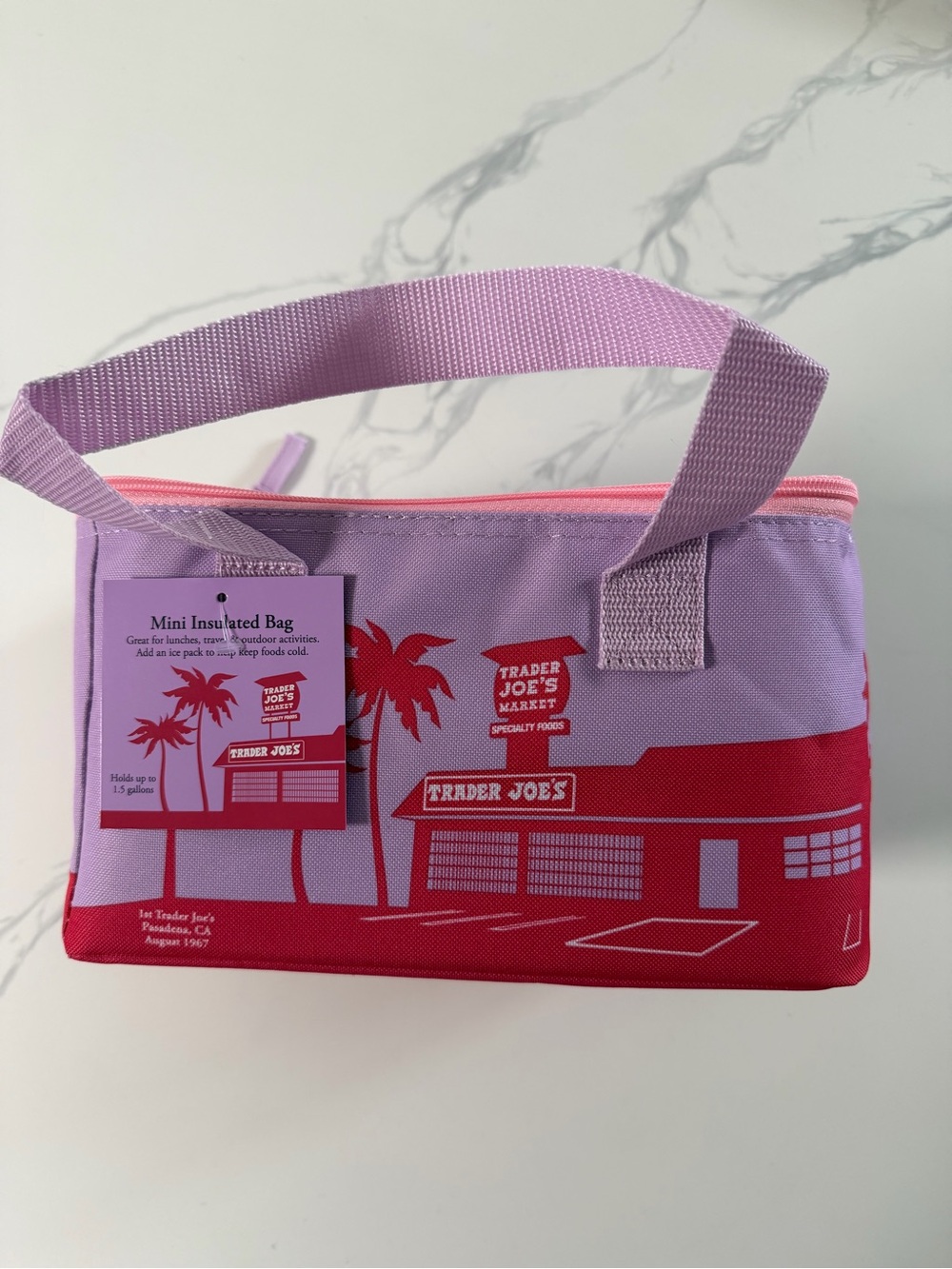 Trader Joe's Mini Insulated Lunch Bag - Pink & Lavender